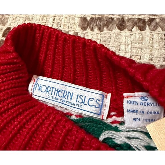 VTG Northern Isles Novelty Fair Isle Sweater XL Nature Farm Sheep Cottagecore - Picture 3 of 8